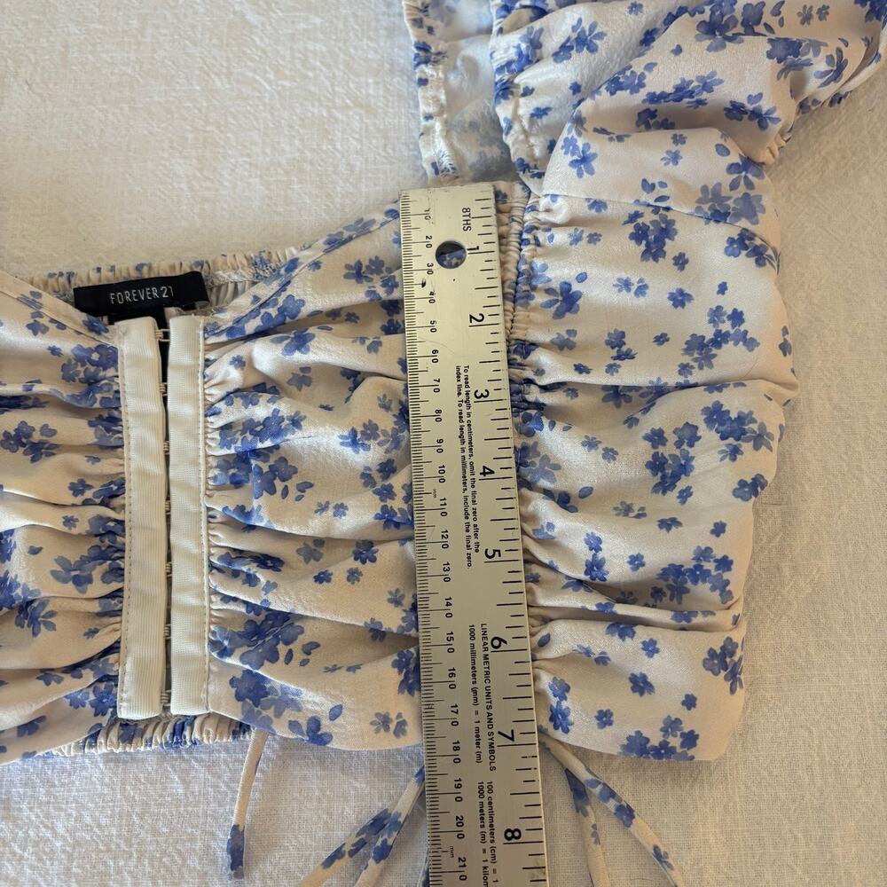 Coquette Ditsy Floral Milkmaid Crop Top Regency Bridgerton Romantic Feminine M - Picture 9 of 9